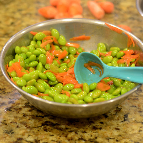 Carrots-&-Edamame-in-Dish Carrots & Edamame in Dish