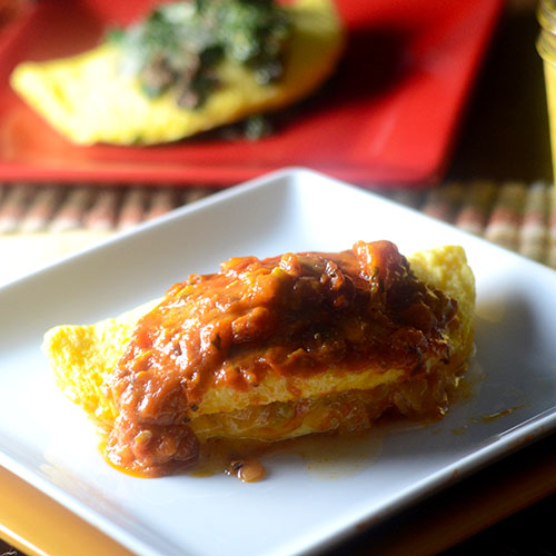 Green Chili-Cheese-and-Ranchero-Sauce-Omelette Green Chili, Cheese and Ranchero Sauce Omelette