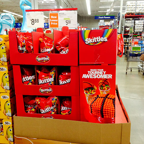 54 ounce bag Skittles Display