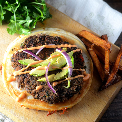 Black-Bean-Burger-Quesadilla Black Bean Burger Quesadilla