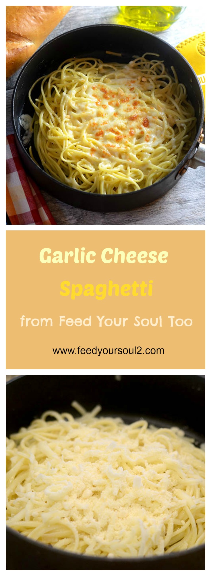 Garlic Cheese Spaghetti from Feed Your Soul Too Garlic Cheese Spaghetti #pasta #leftovers #Italian | feedyoursoul2.com