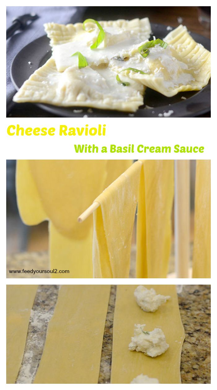 Ravioli with a Basil Cream Sauce Feed Your Soul Too