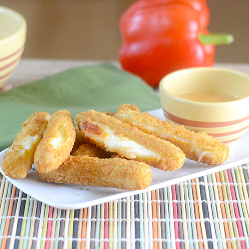 Mozzarella-Sticks-with-Red-Pepper-Sauce Mozzarella Sticks with Red Pepper Sauce