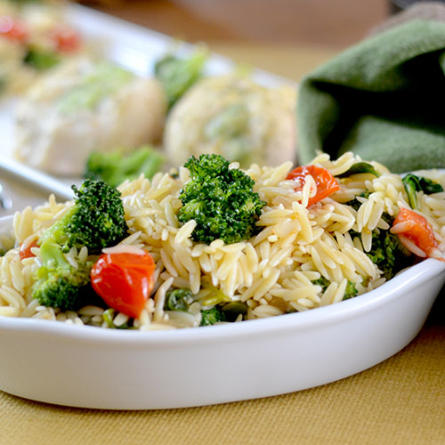 Broccoli Orzo with Barber Chicken from Feed Your Soul Too Broccoli Orzo with Barber Chicken