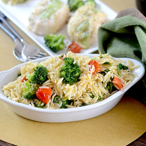Broccoli Orzo with Barber Chicken from Feed Your Soul Too Broccoli Orzo with Barber Chicken
