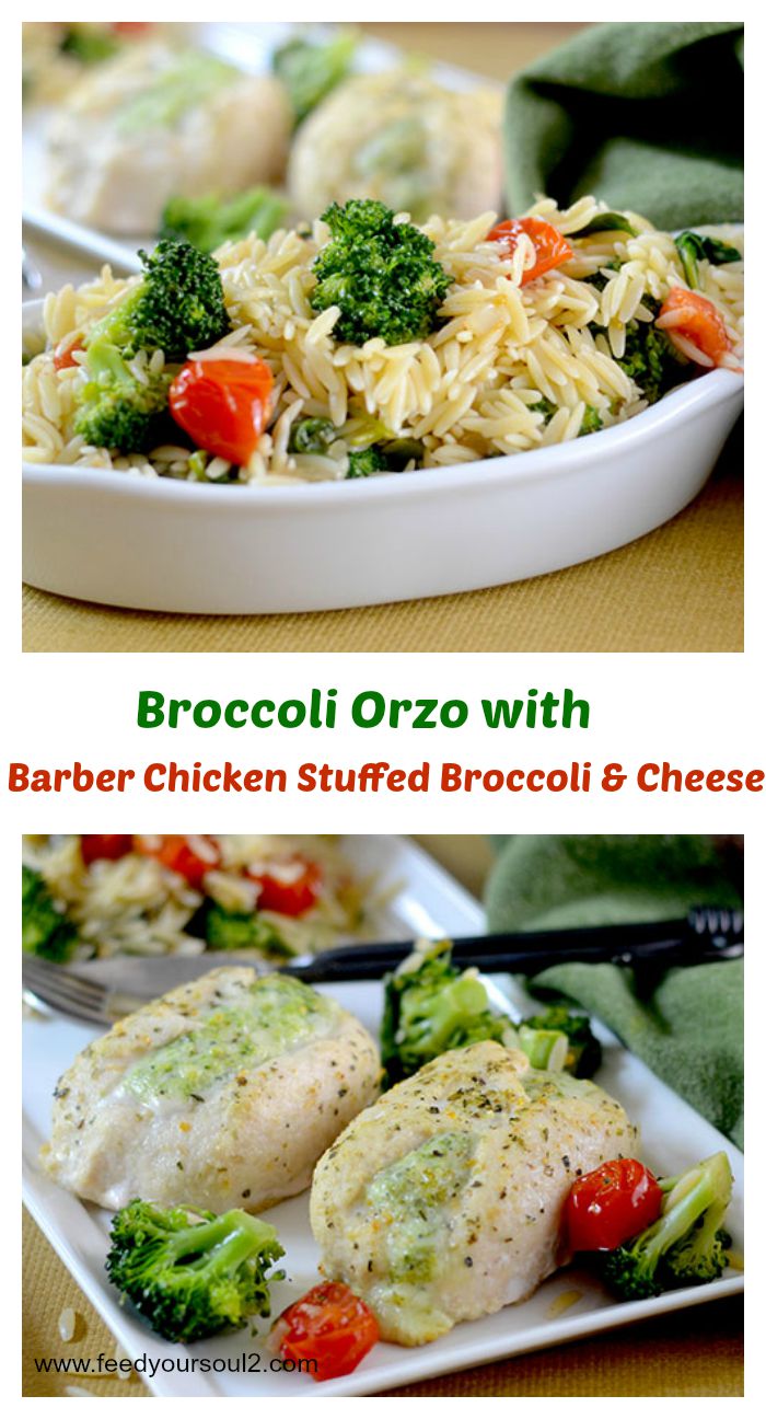 Broccoli Orzo with Barber Chicken from Feed Your Soul Too Broccoli Orzo with Barber Chicken