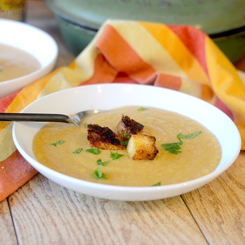 Cauliflower Beer Cheese Soup from Feed Your Soul Too Cauliflower Beer Cheese Soup