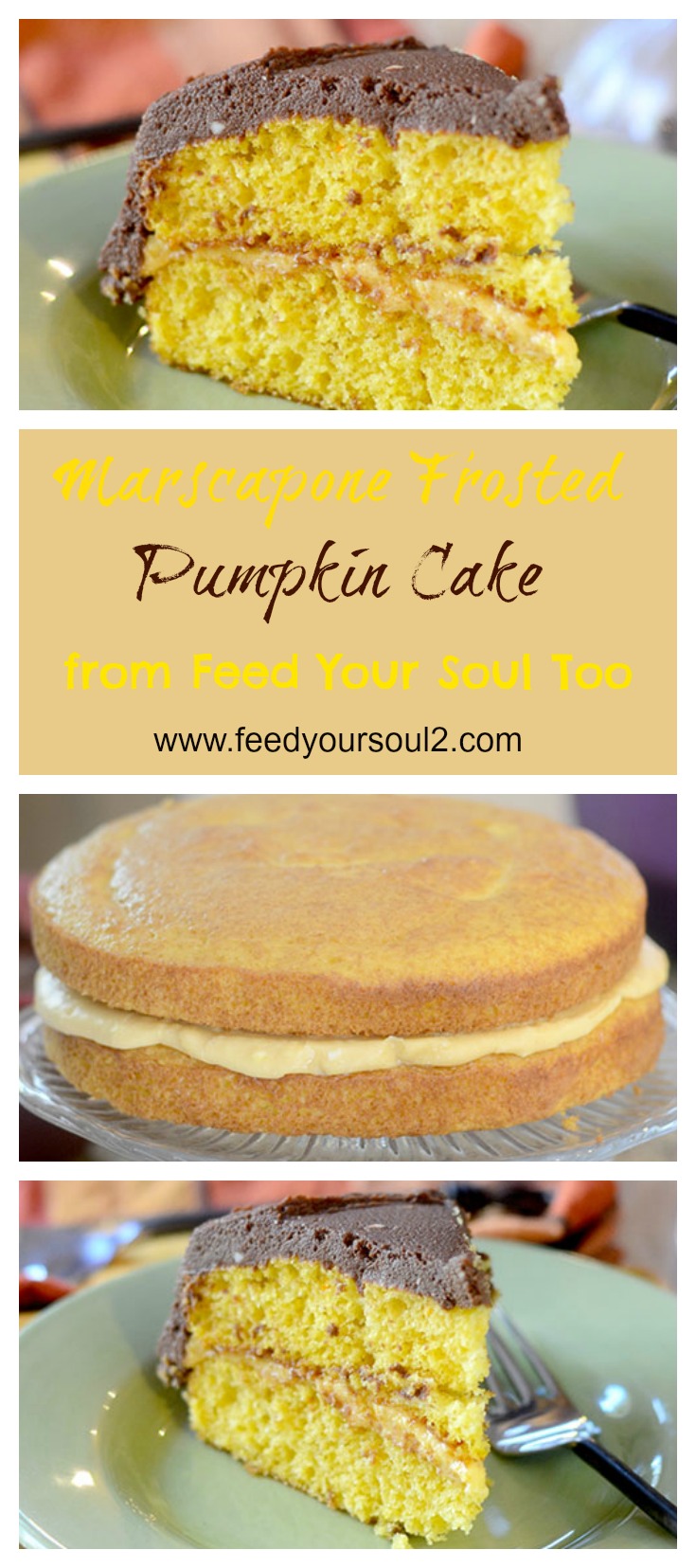 Marscapone Frosted Pumpkin Cake from Feed Your Soul Too Marscapone Frosted Pumpkin Cake #dessert #cake #pumpkin | feedyoursoul2.com