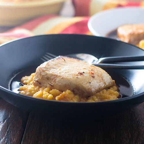 Spicy Mexican Seafood on a Root Vegetable Puree from Feed Your Soul Too "Spicy Mexican Seafood on a Root Vegetable Puree #seafood #rootvegetables #chipotlesauce | feedyoursoul2.com"