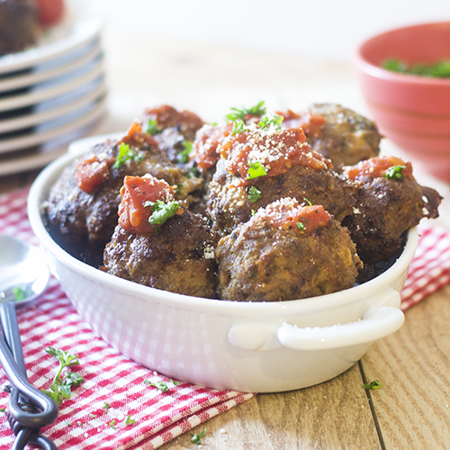 "Italian Meatballs #beef #veal #baked / feedyoursoul2.com"