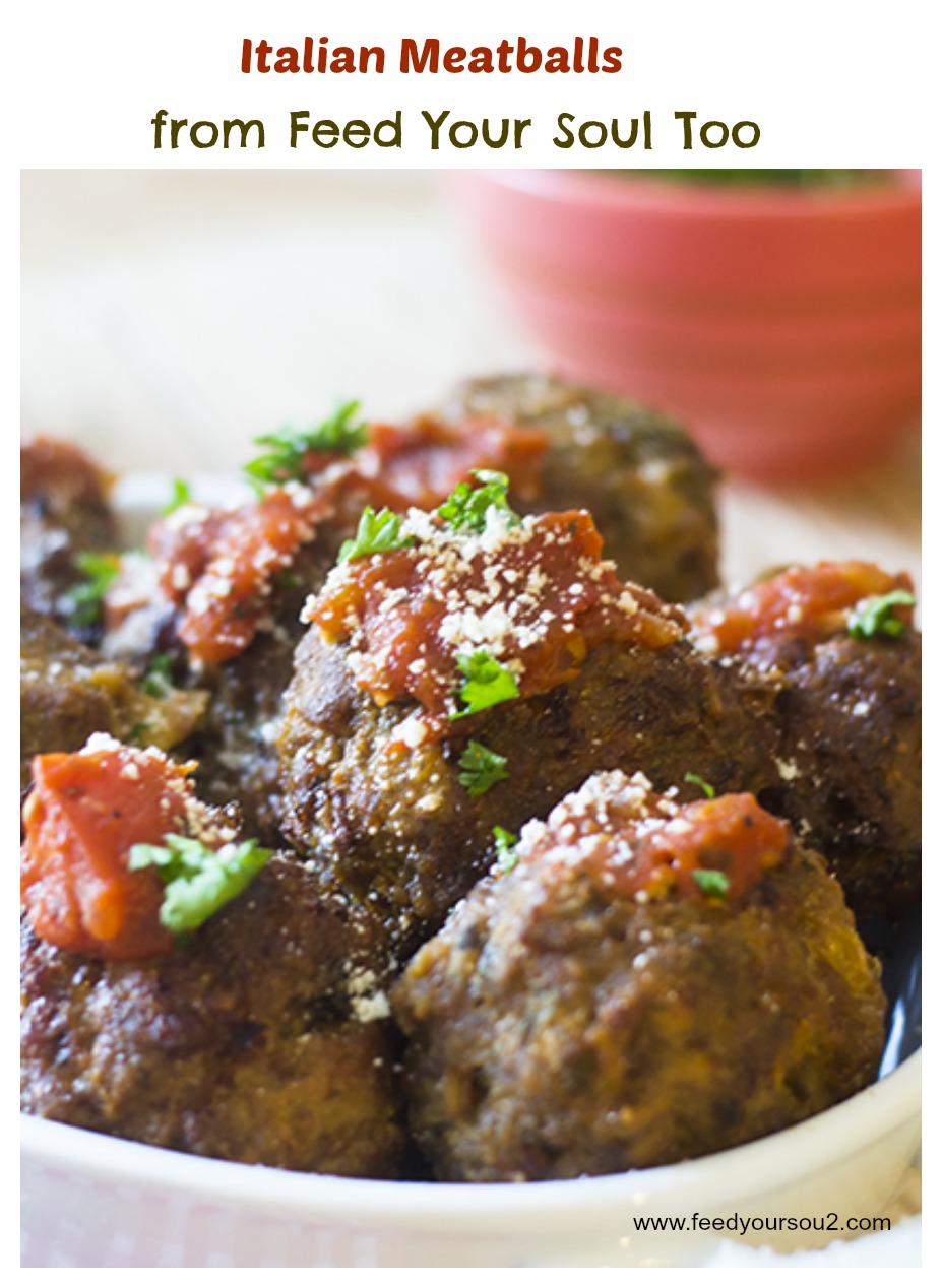 "Italian Meatballs #beef #veal #baked / feedyoursoul2.com"