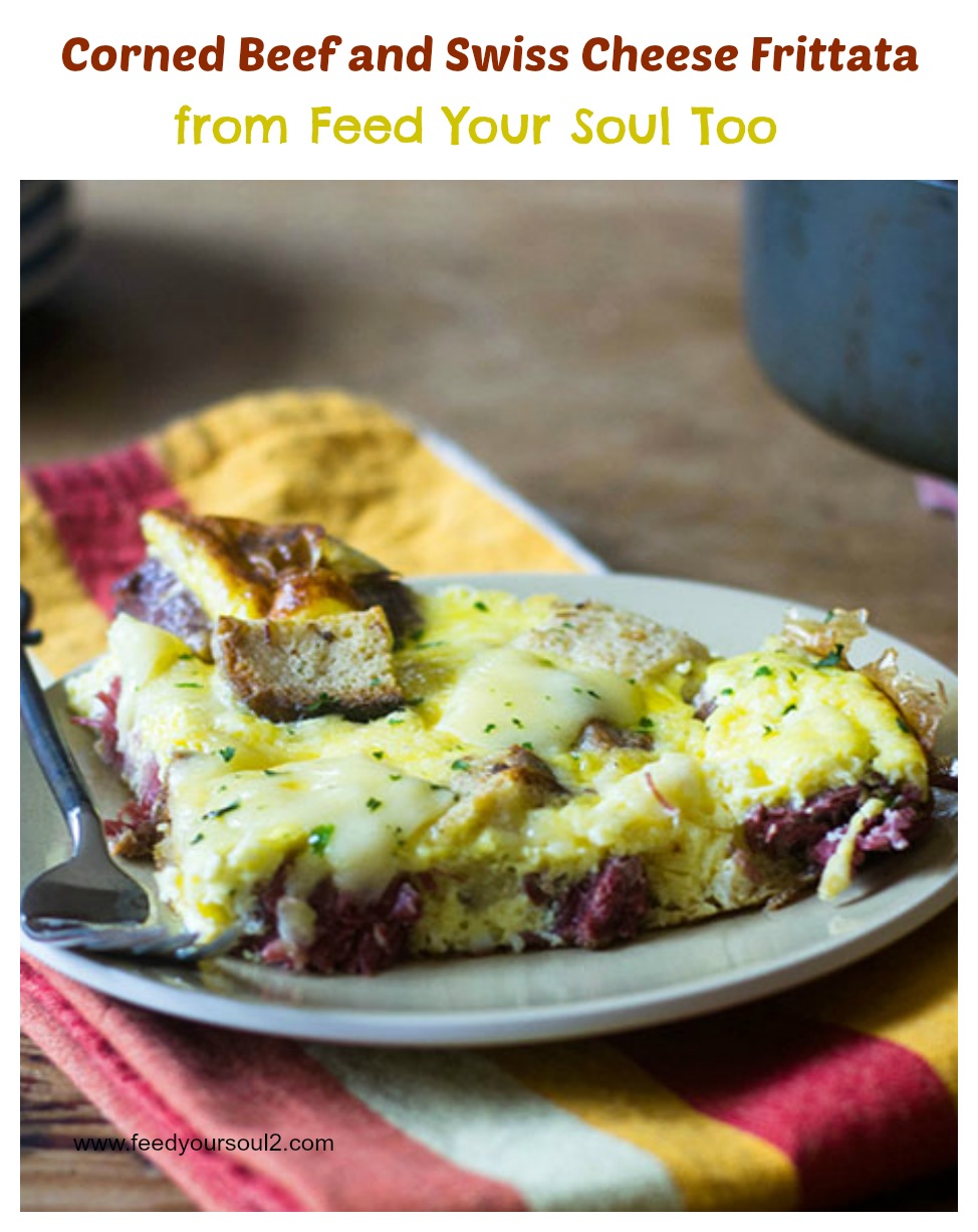 Corned Beef and Swiss Cheese Frittata from Feed Your Soul Too Corned Beef and Swiss Cheese Frittata #eggs #frittata #cornedbeef | feedyoursoul2.com