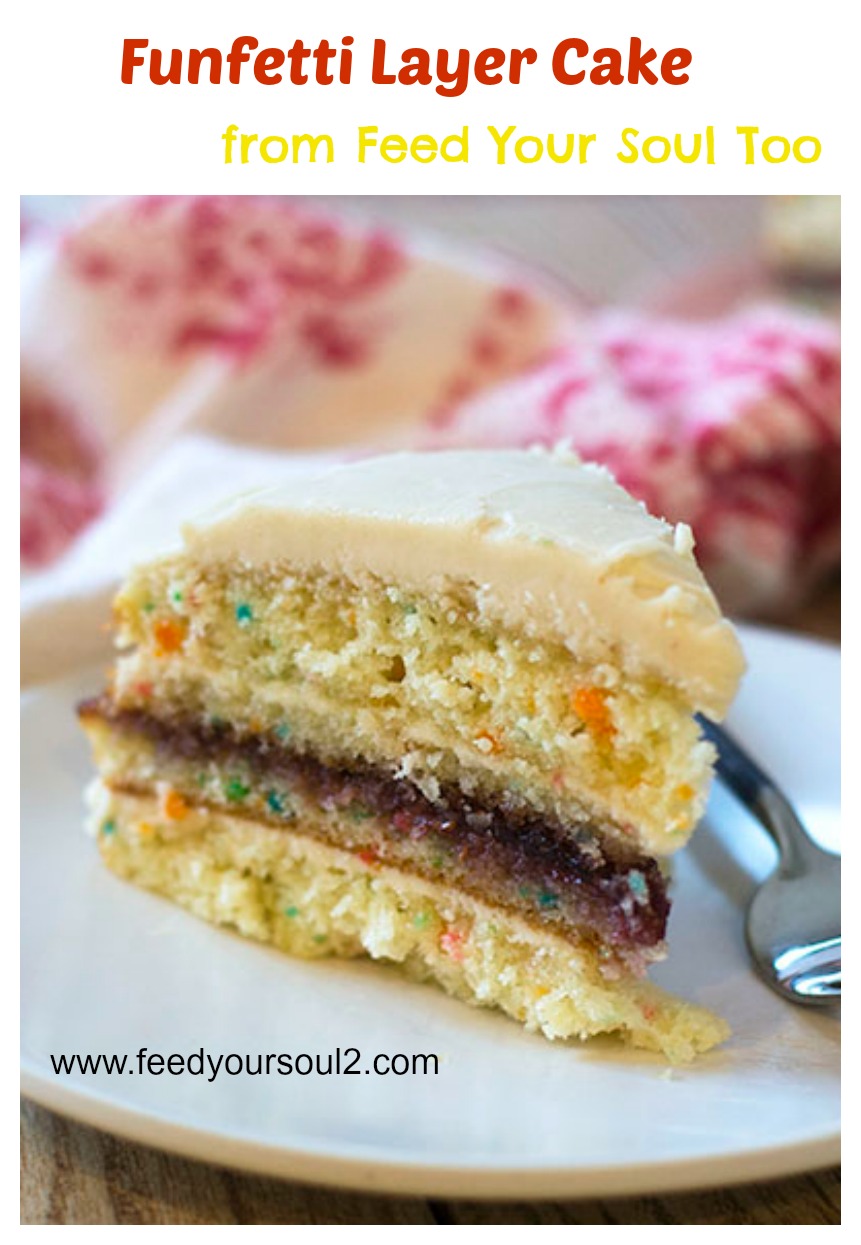Funfetti Layer Cake #layercake #funfetti #jelly | feedyoursoul2.com