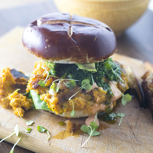 Vegan Spicy Chickpea Burger from Feed Your Soul Too