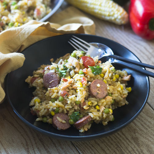 Seafood and Smoked Sausage Jambalaya from Feed Your Soul Too