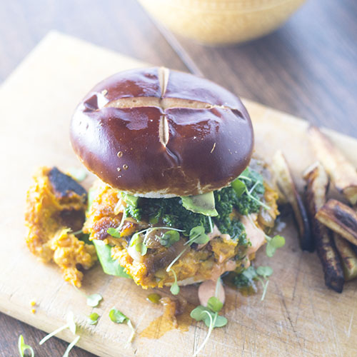 Vegan Spicy Chickpea Burger from Feed Your Soul Too