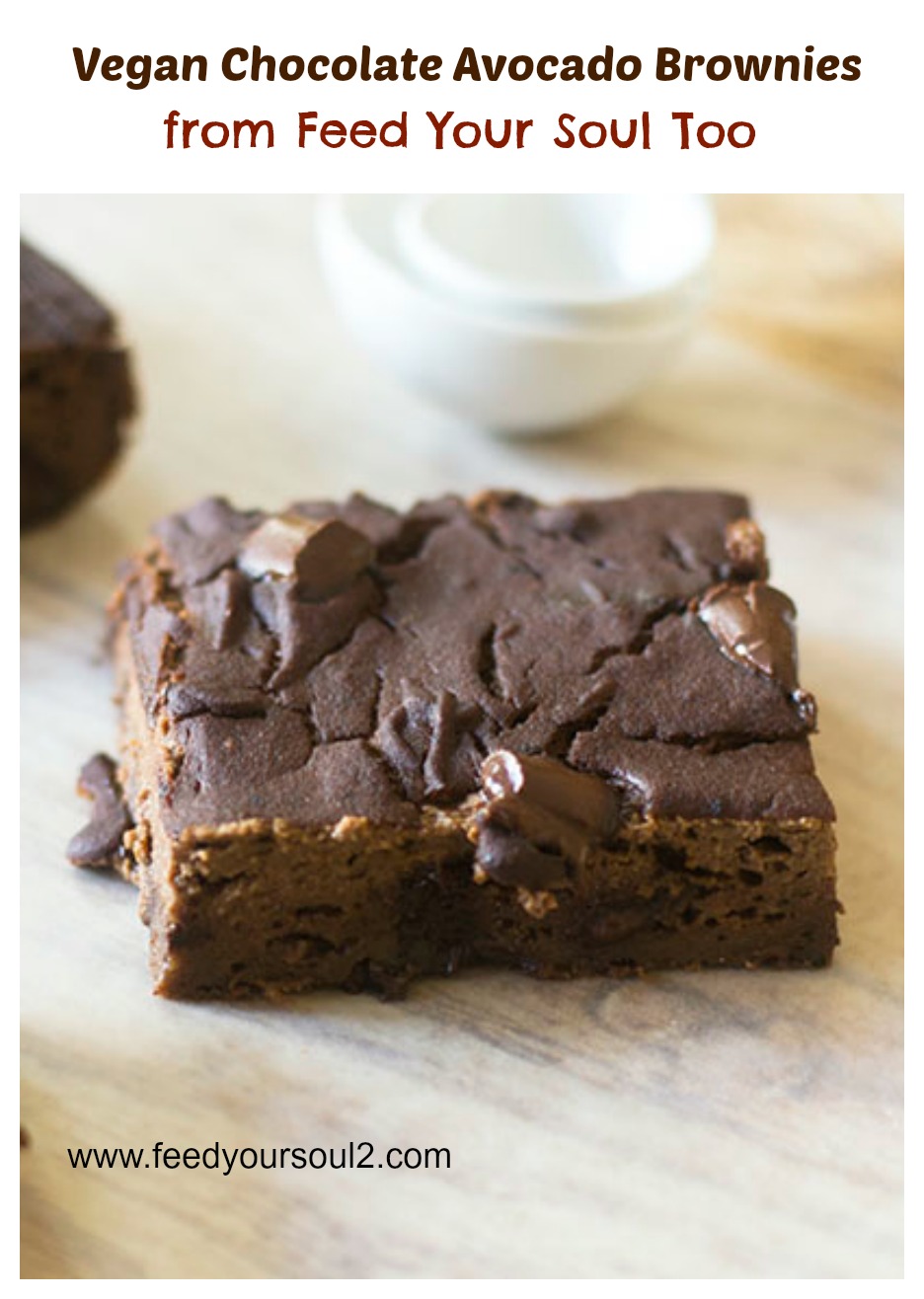 Vegan Chocolate Avocado Brownies from Feed Your Soul Too Vegan Chocolate Avocado Brownies #Vegan #chocolate #avocados | feedyoursoul2.com