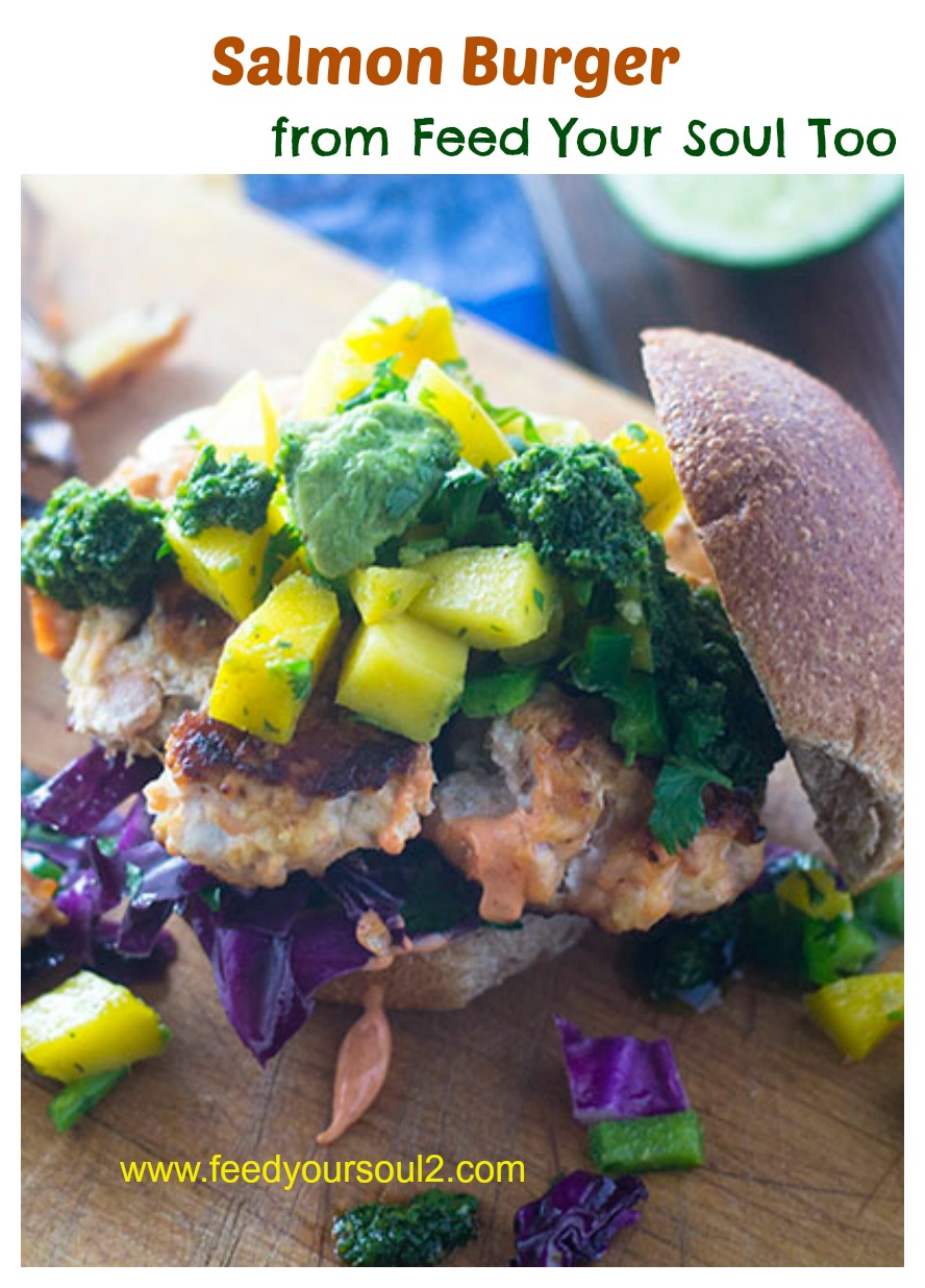 Salmon Burger from Feed Your Soul Too Salmon Burger #salmon #burger #seafood | feedyoursoul2.com