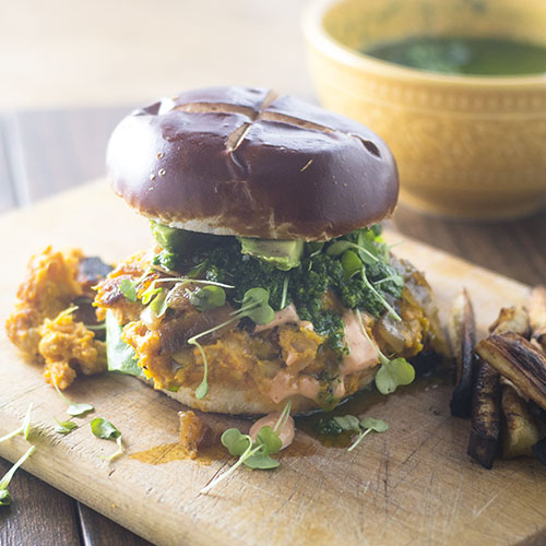 Vegan Spicy Chickpea Burger from Feed Your Soul Too