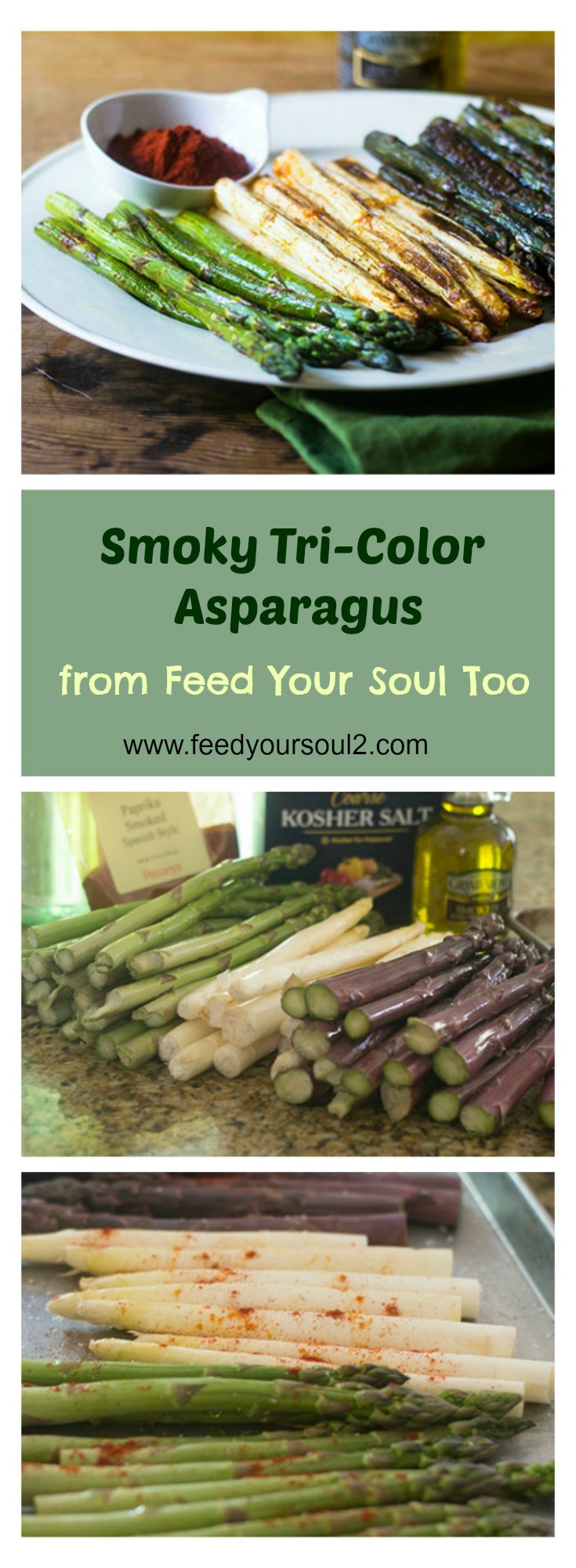 Smoky Tri-Color Asparagus from Feed Your Soul Too Smoky Tri-Color Asparagus #asparagus #vegan #smoky | feedyoursoul2.com