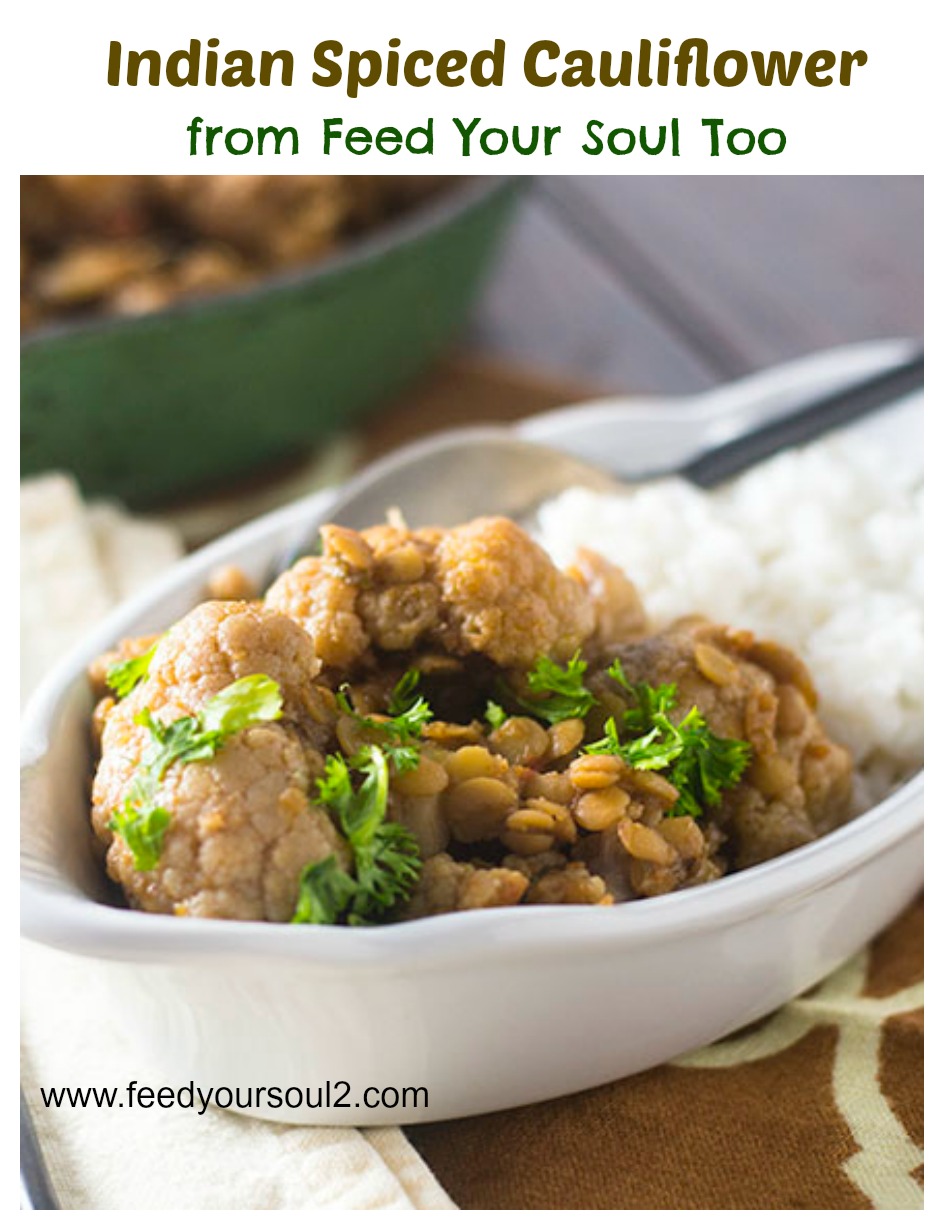 Indian Spiced Cauliflower from Feed Your Soul Too Indian Spiced Cauliflower #vegetarian #Indian #cauliflower | feedyoursoul2.com