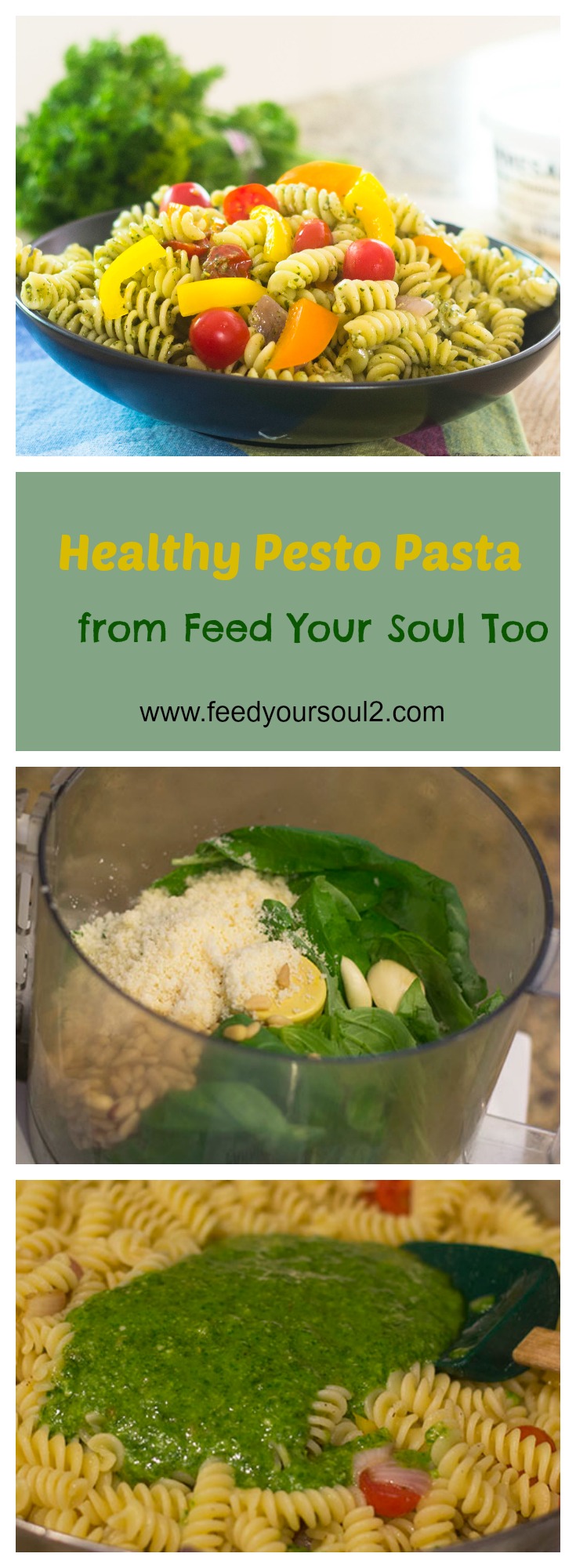 15 Minute Healthy Pesto Pasta from Feed Your Soul Too 15 Minute Healthy Pesto Pasta #pesto #lvegetarian #15minutemeal | feedyoursoul2.com