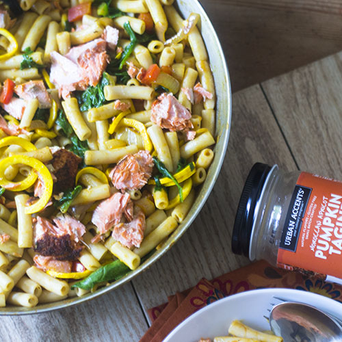 Salmon Pumpkin Curry Pasta from Feed Your Soul Too Salmon Pumpkin Curry Pasta from Feed Your Soul Too