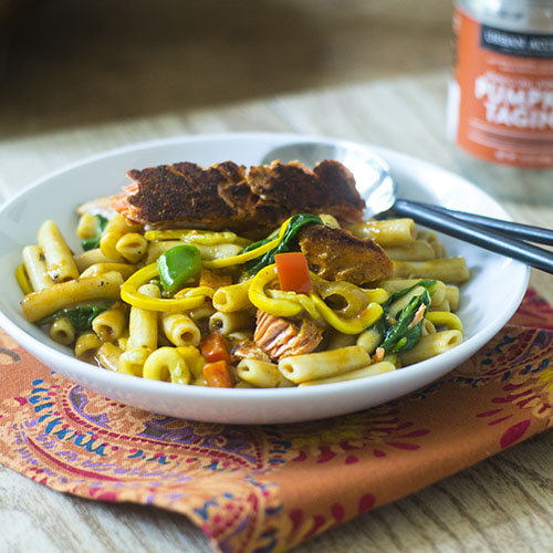 Salmon Pumpkin Curry Pasta from Feed Your Soul Too Salmon Pumpkin Curry Pasta from Feed Your Soul Too