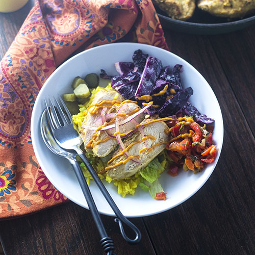 Healthy Middle Eastern Chicken Bowl from Feed Your Soul Too