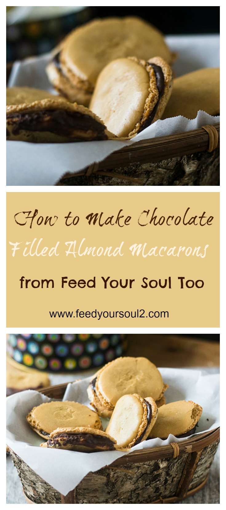 Chocolate Filled Almond Macarons from Feed Your Soul Too Chocolate Filled Almond Macarons #glutenfree #cookies #dessert | feedyoursoul2.com