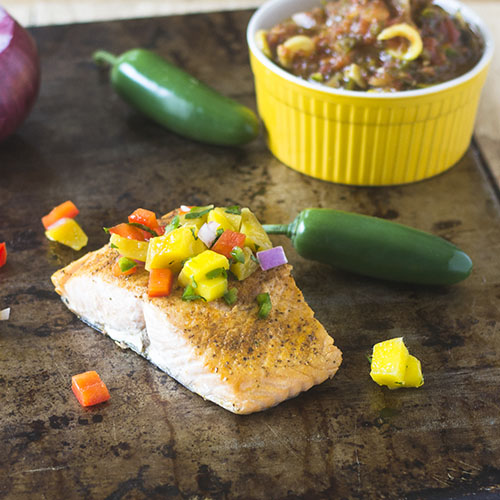 Mango Salsa Topped Salmon from Feed Your Soul Too Mango Salsa Topped Salmon from Feed Your Soul Too