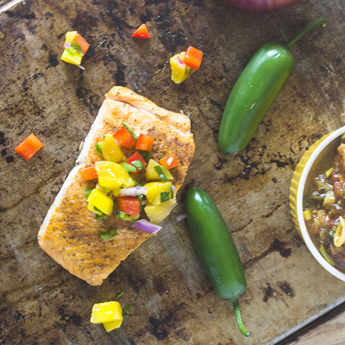 Mango Salsa Topped Salmon from Feed Your Soul Too Mango Salsa Topped Salmon from Feed Your Soul Too
