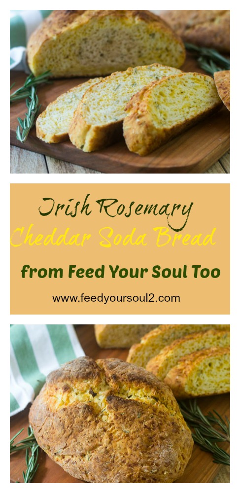Irish Rosemary Cheddar Soda Bread from Feed Your Soul Too Irish Rosemary Cheddar Soda Bread #sidedish #bread #Irishrecipe #rosemary | feedyoursoul2.com