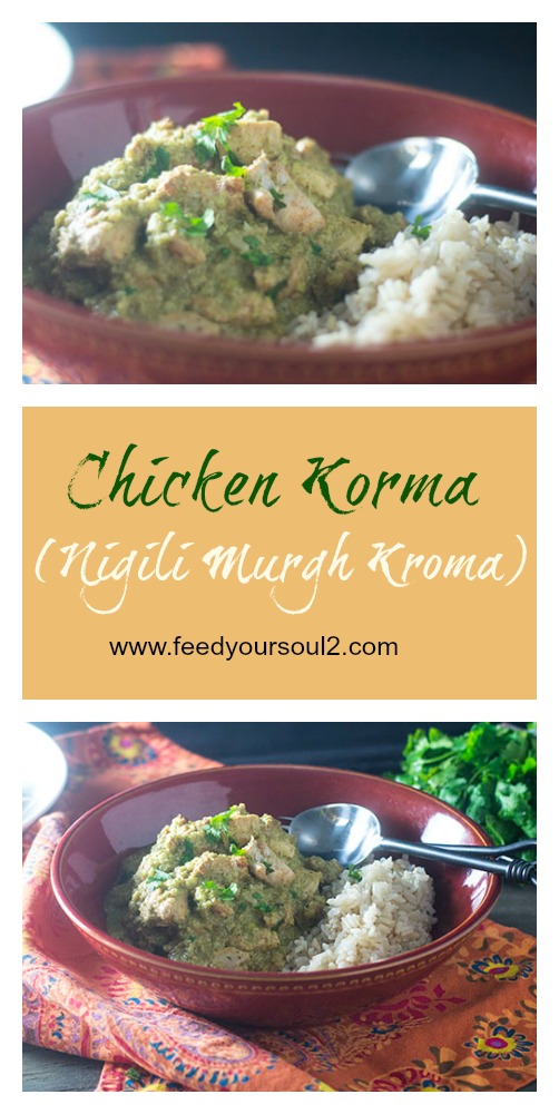 Chicken Korma Recipe from Feed Your Soul Too Chicken Korma Recipe #Indianfood #glutenfree #masala #diabetes | feedyoursoul2.com