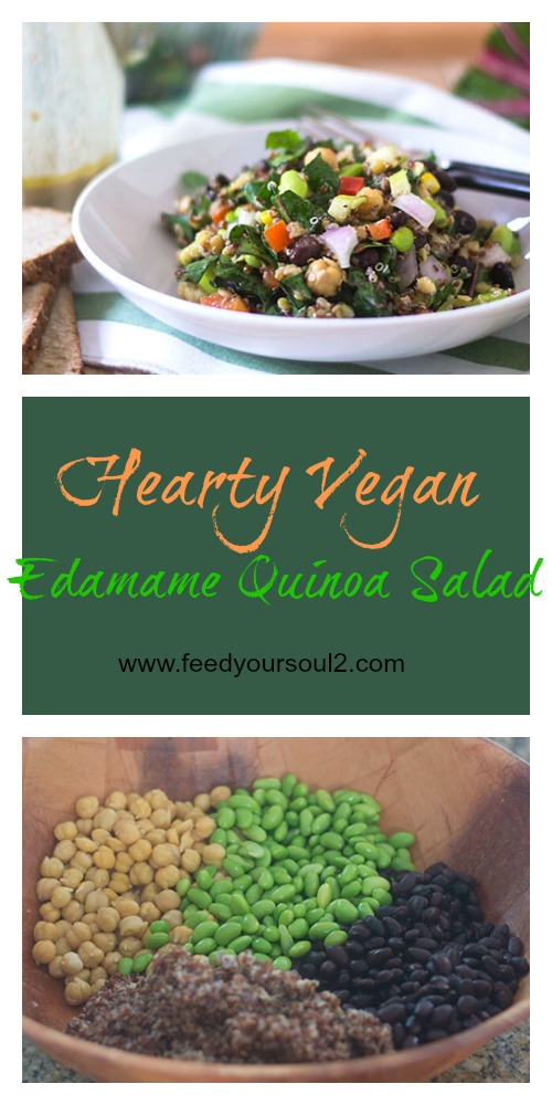 Hearty Vegan Edamame Quinoa Salad from Feed Your Soul Too Hearty Vegan Edamame Quinoa Salad #vegan #glutenfree #salad #edamame | feedyoursoul2.com