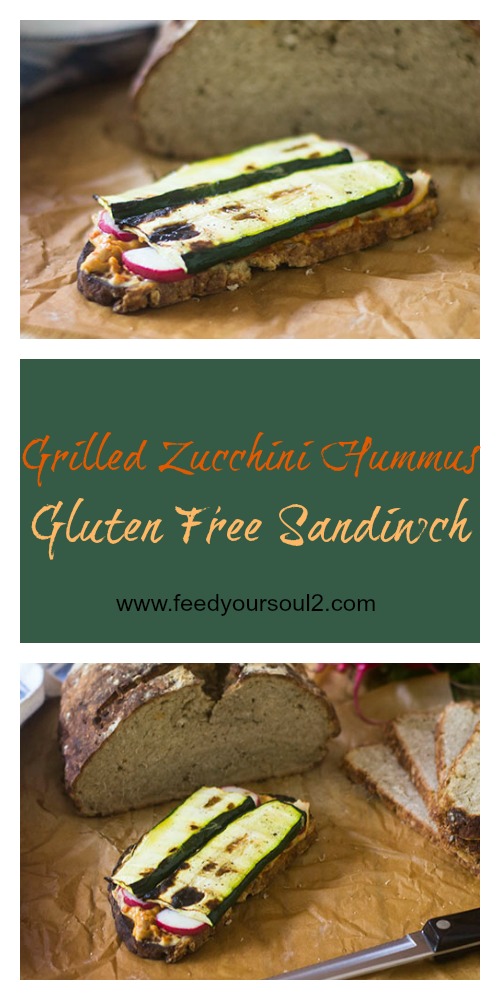 Grilled Zucchini Hummus Gluten Free Sandwich #vegan #glutenfree #sandwich #zucchini | feedyoursoul2.com