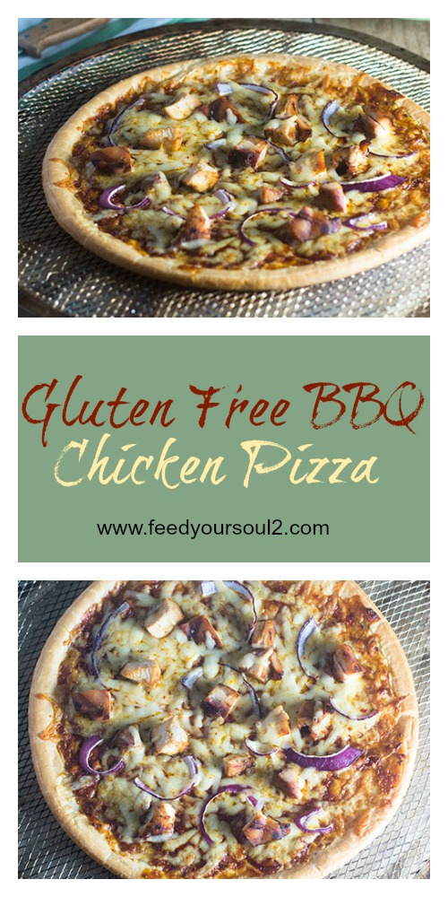 Gluten Free BBQ Chicken Pizza from Feed Your Soul Too Gluten Free BBQ Chicken Pizza #Italianrecipes #glutenfree #chicken #BBQ | feedyoursoul2.com