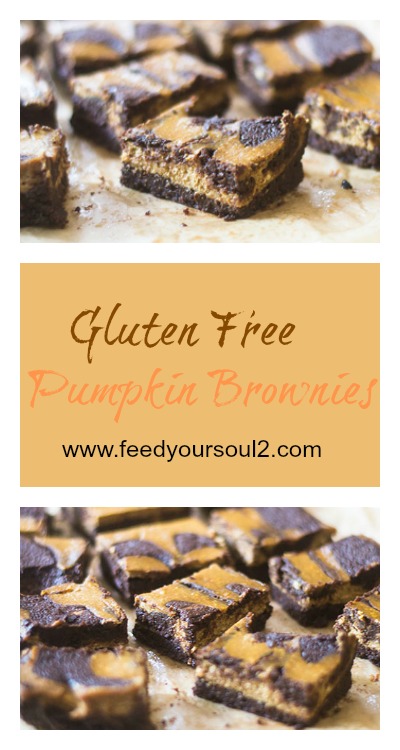 Gluten Free Pumpkin Brownies from Feed Your Soul Too Gluten Free Pumpkin Brownies #chocolate #glutenfree #brownies #pumpkin | feedyoursoul2.com