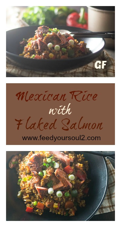 Mexican Rice with Flaked Salmon from Feed Your Soul Too Mexican Rice with Flaked Salmon #rice #glutenfree #Mexcianfood #Seafood | feedyoursoul2.com