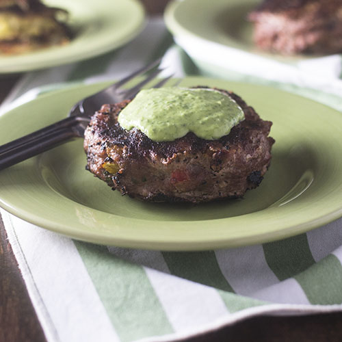 Turkey Burger with Cilantro Sauce from Feed Your Soul Too Turkey Burger with Cilantro Sauce from Feed Your Soul Too