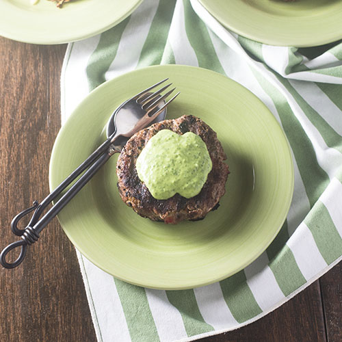 Turkey Burger with Cilantro Sauce from Feed Your Soul Too Turkey Burger with Cilantro Sauce from Feed Your Soul Too