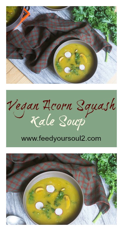 Vegan Acorn Squash Kale Soup #vegan #glutenfree #soup #acornsquash | feedyoursoul2.com