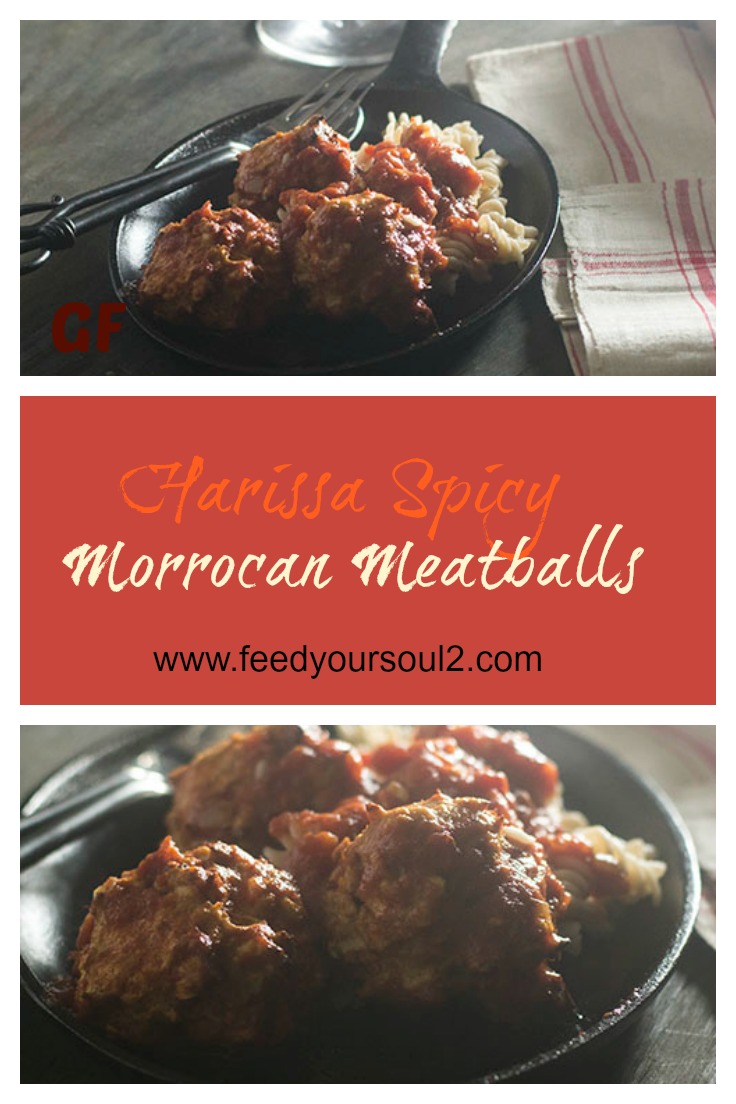 Harissa Spicy Moroccan Meatballs #turkey #glutenfree #Moroccan #meaballs | feedyoursoul2.com