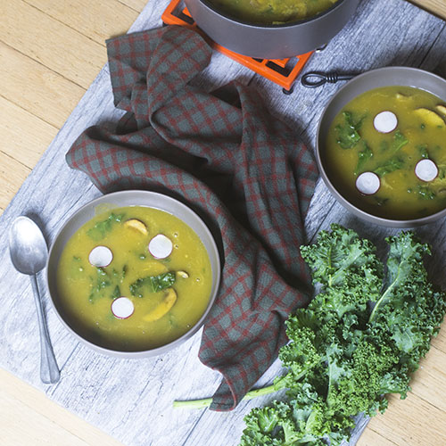 Vegan Acorn Squash Kale Soup from Feed Your Soul Too
