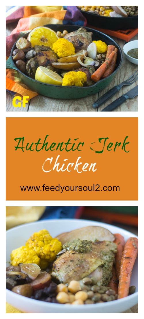 Authentic Jerk Chicken #chicken #glutenfree #peppers #caribbeanfood | feedyoursoul2.com