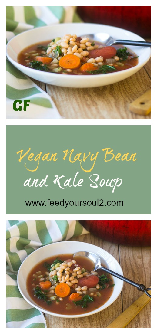 Vegan Navy Bean and Kale Soup #soup #glutenfree #vegan #beans | feedyoursoul2.com