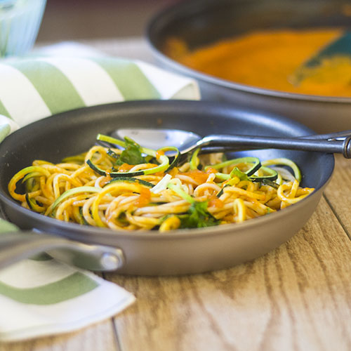 Zoodles in a Vegan Red Pepper Sauce from Feed Your Soul Too Zoodles in a Vegan Red Pepper Sauce from Feed Your Soul Too