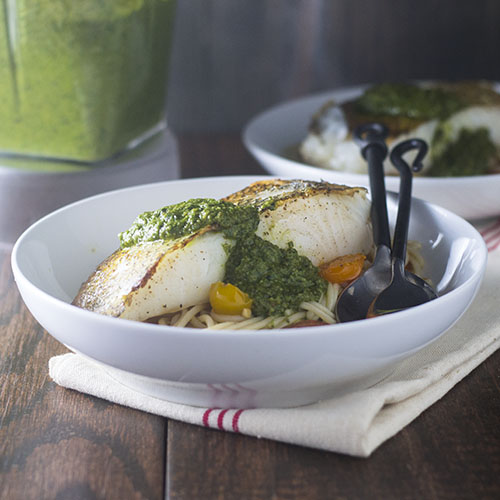 Pesto Topped Chilean Sea Bass from Feed Your Soul Too Pesto Topped Chilean Sea Bass from Feed Your Soul Too