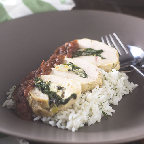 Greek Chicken Spinach Feta Roulade from Feed Your Soul Too