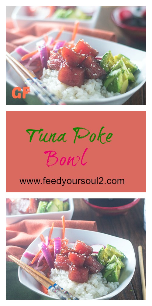 Tuna Poke Bowl #Hawaiianfood #tuna #sushi #glutenfree | feedyoursoul2.com